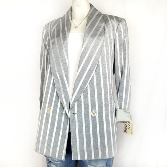 Jackets & Blazers - NWT Corrina Apparel Group SG Silver Striped Blazer